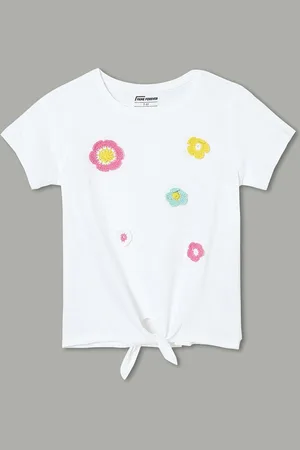 Lifestyle Girls Solid Round Neck Cotton T-shirt