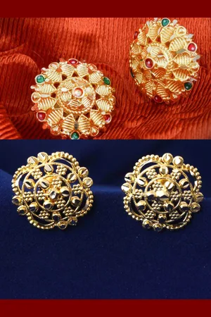 DIVASTRI Set Of 2 Gold-Plated Circular Studs