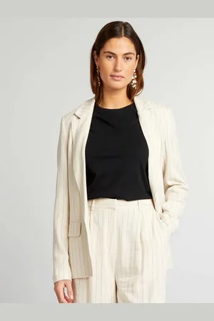 KIABI Women Striped Crop Open Front Jacket