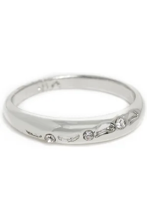 ESTELE Women Rhodium-Plated Crystals-Studded Finger Ring