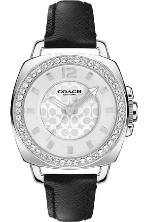 Coach Women Boyfriend Embellished Dial & Leather Straps Analogue Watch 14503152