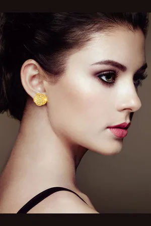 DIVASTRI Set Of 2 Gold-Plated Circular Studs
