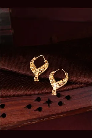 DIVASTRI Set Of 2 Gold-Plated Circular Stone Studded Hoop Earrings