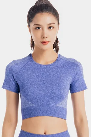 DECATHLON Women Solid Round Neck Nylon T-shirt