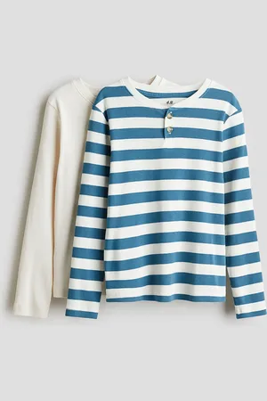 H&M Boys Pack Of 2 Printed Ribbed T-Shirts
