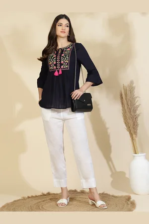 all about you Women Floral Embroidered Cotton Regular Top