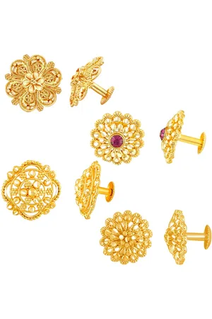 DIVASTRI Set Of 4 Gold-Plated Stone Studded Circular Studs