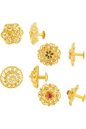 DIVASTRI Set Of 2 Gold-Plated Stone Studded Circular Studs