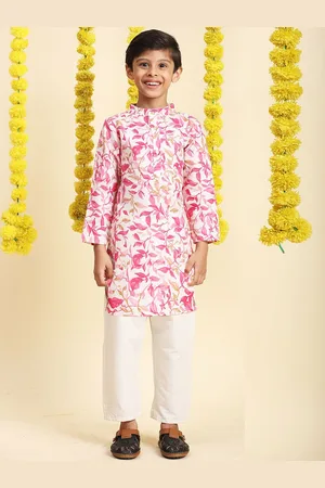Cutiekins Boys Floral Printed Kurta With Pyjamas
