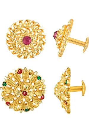 DIVASTRI Set Of 2 Gold-Plated Stone Studded Circular Studs