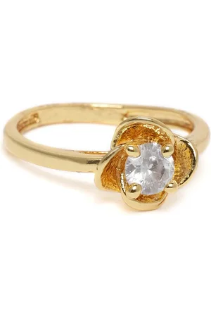 ESTELE Women Gold-Plated CZ-Studded Adjustable Finger Ring