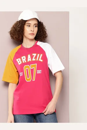 Dillinger Women Colourblocked Embossed Pure Cotton Oversized T-shirt