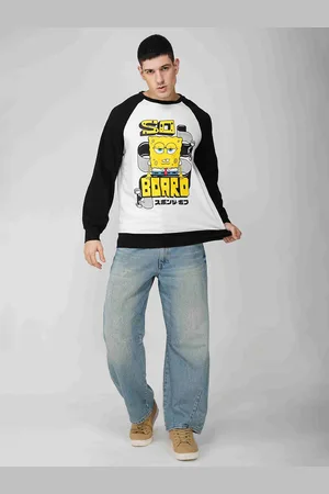 THE CLOTHING FACTORY Men SpongeBob Printed Baggy T-shirt