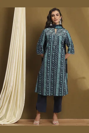 Biba Ethnic Motifs Printed Regular Pure Cotton Kurta with Trousers & Dupatta