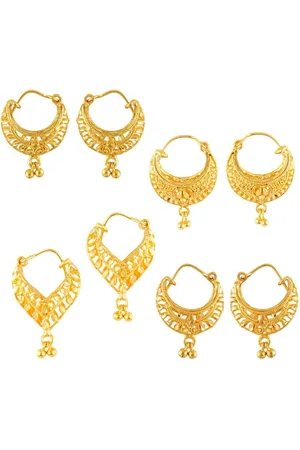 DIVASTRI Set of 4 Gold-Plated Circular Hoop Earrings