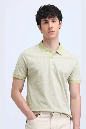 Flying Machine Men Geometric Printed Polo Collar Cotton T-shirt