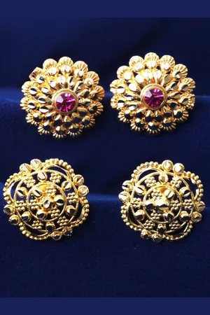DIVASTRI Set Of 2 Gold-Plated Stone Studded Circular Studs