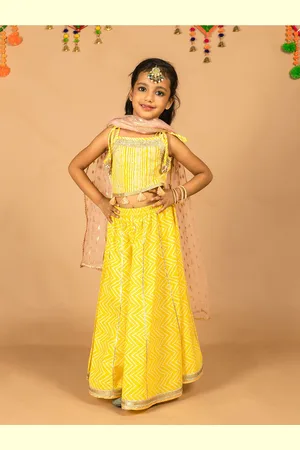 HERE&NOW Girls Printed Cotton Ready to Wear Lehenga & Blouse With Dupatta