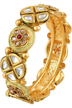 Peora Gold Plated Stones Studded Kada Bangle