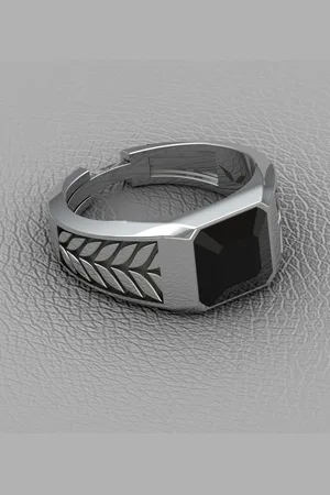 Vitra Men 925 Silver Rhodium-Plated Gemstone Studded Finger Ring