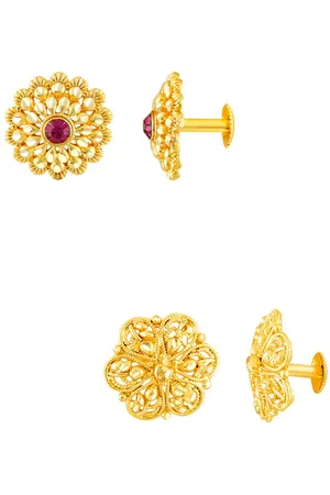 DIVASTRI Set Of 4 Gold-Plated Stone Studded Circular Studs