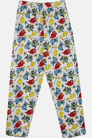 KiddoPanti Unisex Kids Cotton All Over Graphic Printed Mid-Rise Pyjama