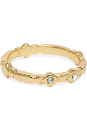 ESTELE Women Gold-Plated Crystals-Studded Finger Ring