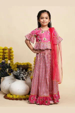 Cutiekins Girls Printed Ready to Wear Lehenga & Blouse With Dupatta