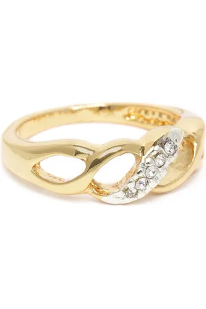 ESTELE Women Gold-Plated Crystals-Studded Finger Ring