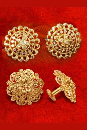 DIVASTRI Set Of 2 Gold-Plated Circular Studs