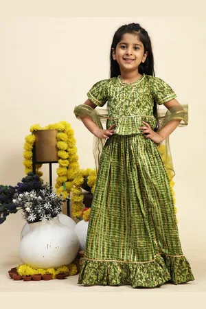 Cutiekins Girls Printed Ready to Wear Lehenga & Blouse With Dupatta