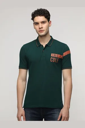 Crocodile Men Typography Printed Polo Collar Pure Cotton Slim Fit T-Shirt