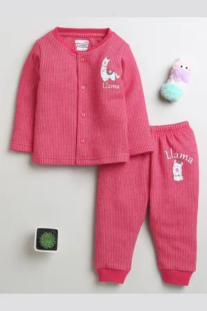 BUMZEE Girls Striped Cotton Thermal Set
