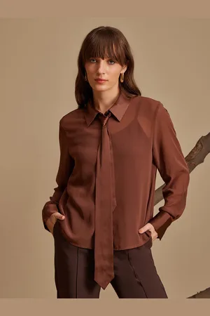 Kazo Women Spread Collar Solid Relaxed Fit Casual Shirt