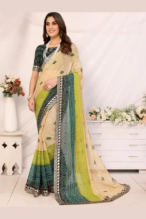 Kalini Women Bandhani Embroidered Poly Georgette Saree With Blouse Piece