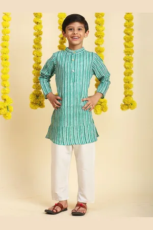 Cutiekins Boys Striped Straight Cotton Kurta with Pyjamas