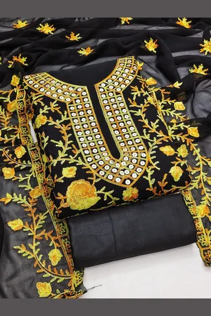Kalini Floral Embroidered Thread Work Unstitched Dress Material