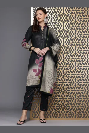 Cayman Women Ethnic Motifs Printed Regular Pure Wool Kurta with Trousers & Dupatta
