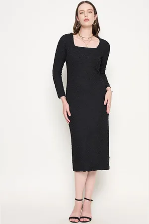 MADAME Women Sheath Solid Midi Dress