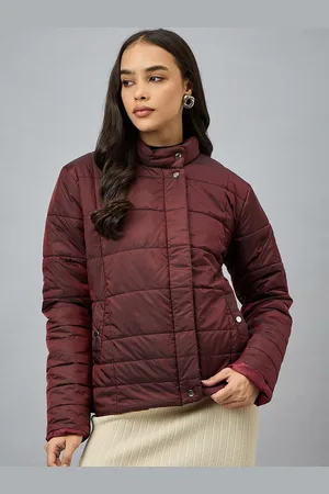 Club York Women Mock Collar Solid Casual Padded Jacket