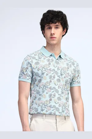 Flying Machine Men Floral Printed Polo Collar Cotton T-shirt