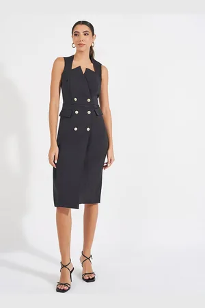 Styli Women Button Detail Sleeveless Blazer Midi Dress