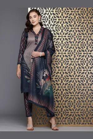 Cayman Women Ethnic Motifs Printed Regular Pure Wool Kurta with Trousers & Dupatta