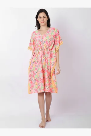 Erotissch Women Floral Printed Kimono Sleeve Fit and Flare Dress