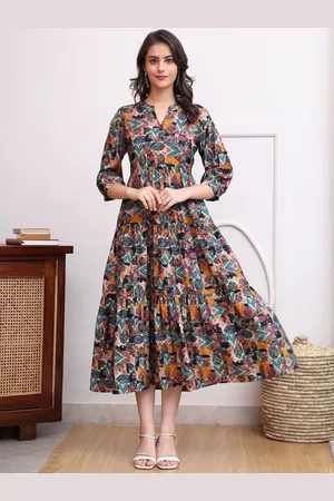 Claura Print A-Line Midi Dress