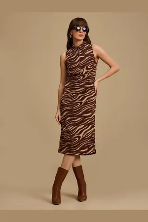 Kazo Women Printed Shirt Collar Sheath Dress