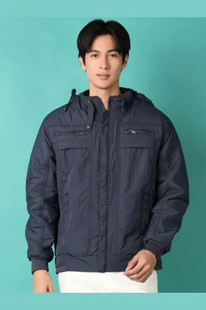 V-Mart Men Hooded Solid Cotton Casual Bomber Jacket