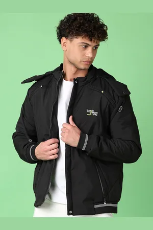 V-Mart Men Hooded Solid Cotton Casual Bomber Jacket