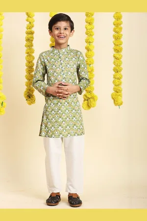 Cutiekins Boys Ethnic Motifs Printed Straight Kurta With Pyjamas