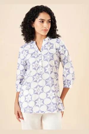 Pantaloons Women Mandarin Collar Printed Tunic